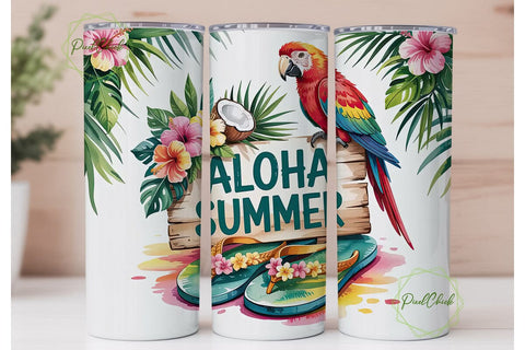 Aloha Summer 20oz Tumbler Wrap Sublimation PixelChick 