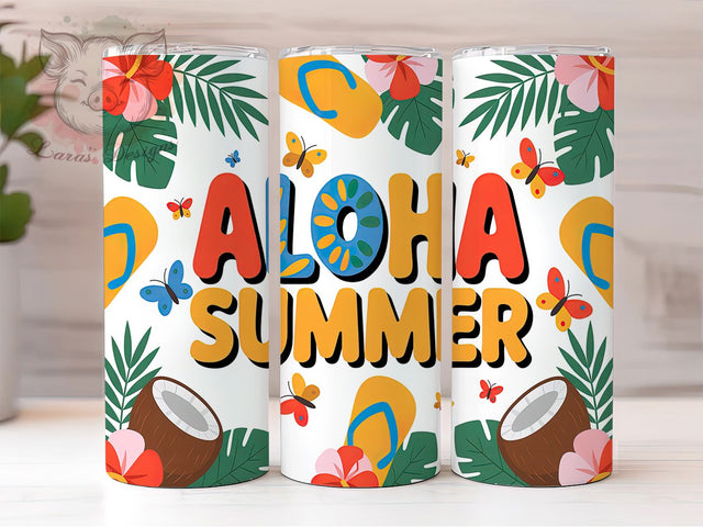 Aloha Summer Floral Flip Flop Tumbler Wrap, Floral Flip Flop Wrap, 20oz Sublimation Design, Summer Vibes Cup, Tropical Flip Flop Tumbler, Beach Floral Wrap, Cute Summer Tumbler Sublimation Lara' s Designs 