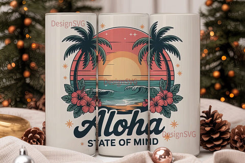 Aloha Sunset 20oz Tumbler Wrap Sublimation DesignSVG 