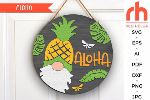 Aloha SVG, Summer Door Sign Cut File, Tropical Hanger DXF SVG RedHelgaArt 