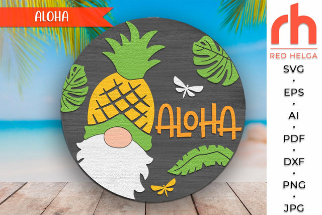 Aloha SVG, Summer Door Sign Cut File, Tropical Hanger DXF SVG RedHelgaArt 