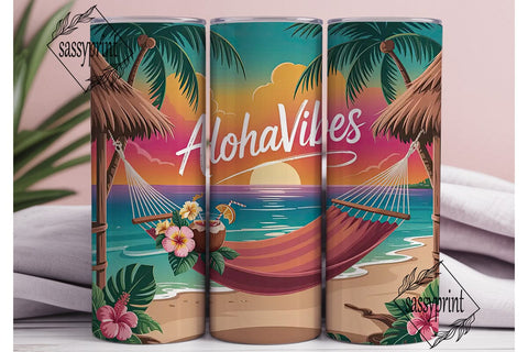 Aloha Vibes 20oz Tumbler Wrap Sublimation sassyprint 