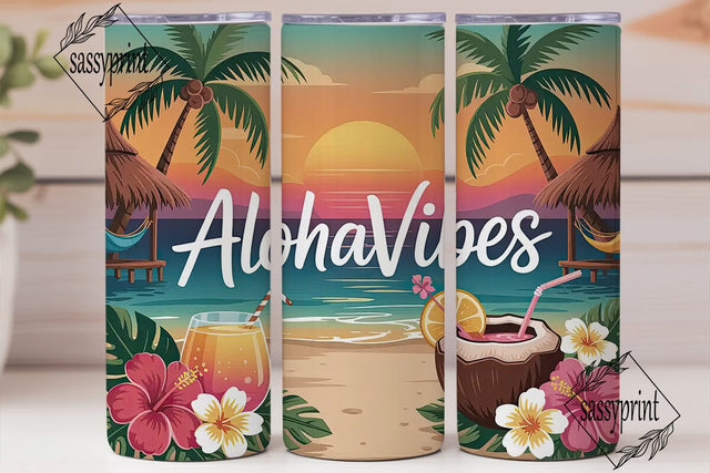 Aloha Vibes 20oz Tumbler Wrap Sublimation sassyprint 