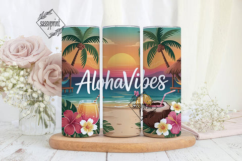 Aloha Vibes 20oz Tumbler Wrap Sublimation sassyprint 