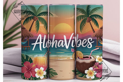 Aloha Vibes 20oz Tumbler Wrap Sublimation sassyprint 