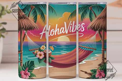 Aloha Vibes 20oz Tumbler Wrap Sublimation sassyprint 
