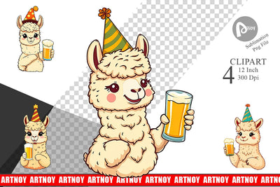 Alpaca Beer Day Clipart Sublimation artnoy 