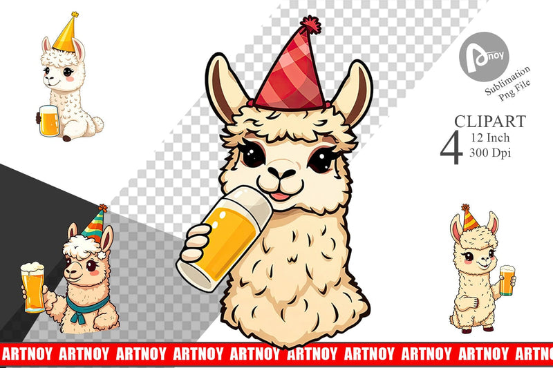 Alpaca Beer Day Clipart Sublimation artnoy 