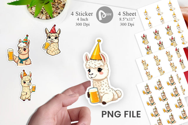 Alpaca Beer Day Sticker Sublimation artnoy 