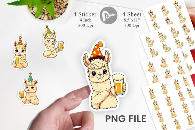 Alpaca Beer Day Sticker Sublimation artnoy 