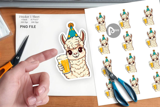 Alpaca Beer Day Sticker Sublimation artnoy 