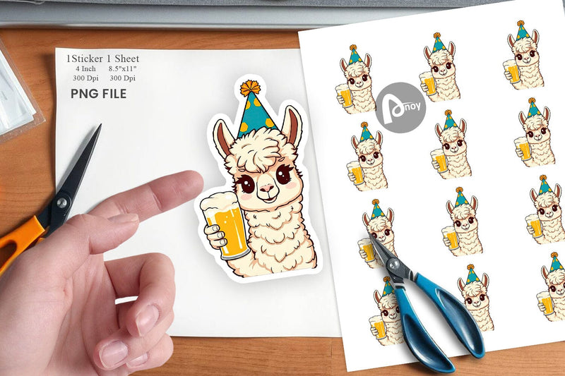 Alpaca Beer Day Sticker Sublimation artnoy 