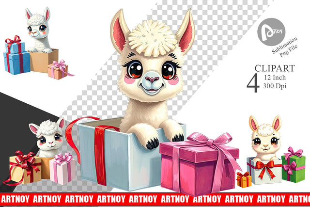 Alpaca Clipart Gift Sublimation artnoy 
