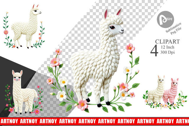 Alpaca Embroidery Clipart Sublimation artnoy 