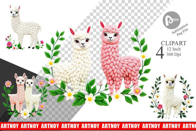 Alpaca Embroidery Clipart Sublimation artnoy 