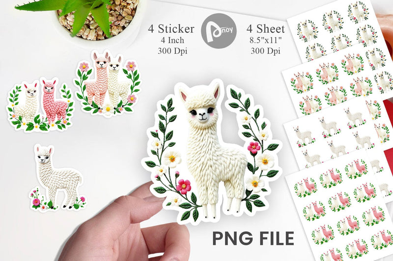 Alpaca Embroidery Sticker Sublimation artnoy 