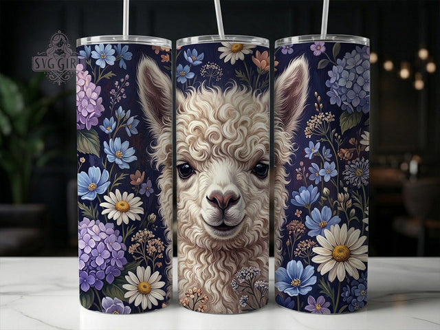 Alpaca Floral Garden 20oz Tumbler, Alpaca Tumbler, Floral Garden, Alpaca Design, 20oz Tumbler, Garden Floral, Cute Alpaca, Tumbler Wrap Sublimation SvggirlplusArt 
