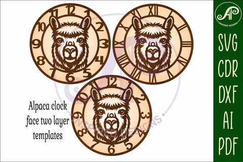 Alpaca head wall clock laser cut files SVG APInspireddesigns 