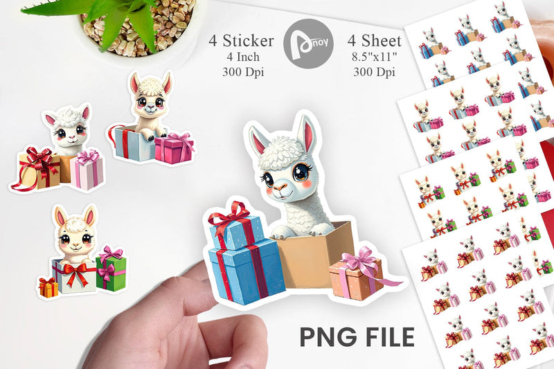 Alpaca Sticker Gift Sublimation artnoy 