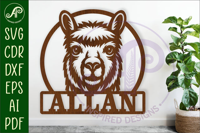 Alpaca theme name wall art sign, SVG personalized laser cut SVG APInspireddesigns 