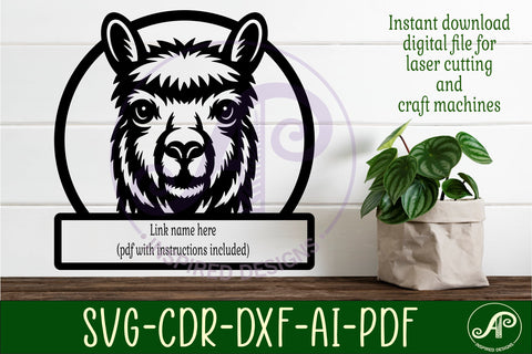Alpaca theme name wall art sign, SVG personalized laser cut SVG APInspireddesigns 