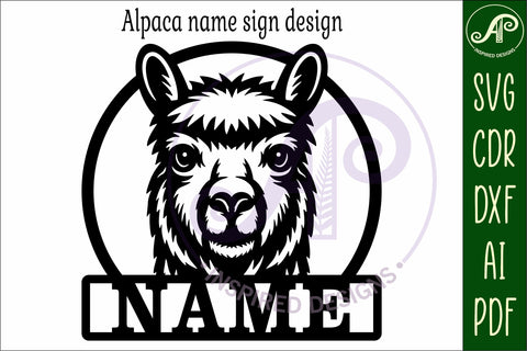 Alpaca theme name wall art sign, SVG personalized laser cut SVG APInspireddesigns 
