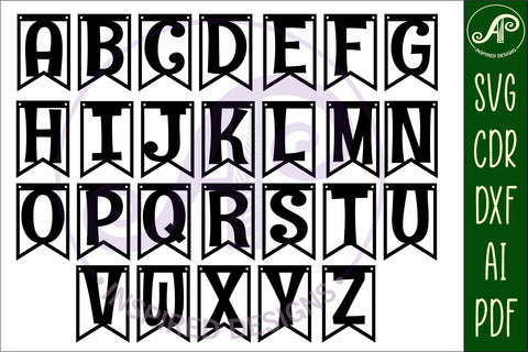 Alphabet bunting banner flags SVG laser cut SVG APInspireddesigns 