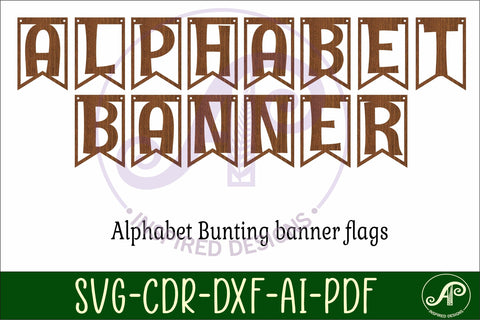 Alphabet bunting banner flags SVG laser cut SVG APInspireddesigns 