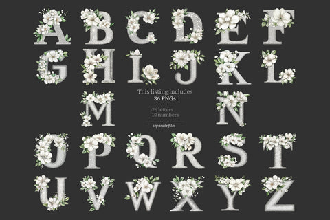 Silver Lettering Paper Alphabet Digital Silver Elegant Wedding Letters Printable - So Fontsy