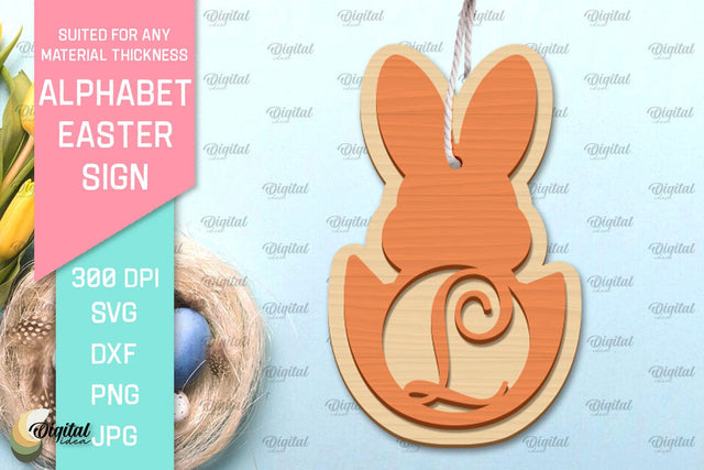 Alphabet Easter Sign Laser Cut. Easter Ornament. Letter L SVG Evgenyia Guschina 