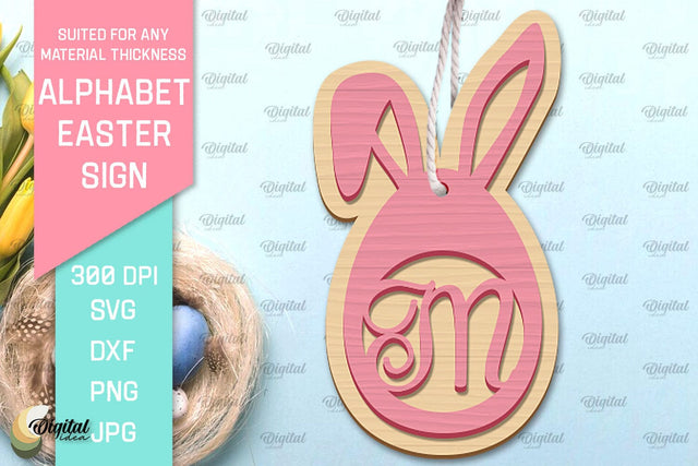 Alphabet Easter Sign Laser Cut. Easter Ornament. Letter M SVG Evgenyia Guschina 