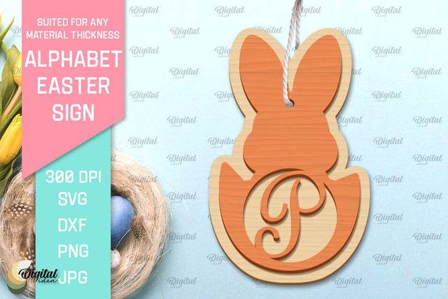 Alphabet Easter Sign Laser Cut. Easter Ornament. Letter P SVG Evgenyia Guschina 