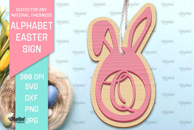 Alphabet Easter Sign Laser Cut. Easter Ornament. Letter Q SVG Evgenyia Guschina 