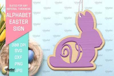 Alphabet Easter Sign Laser Cut. Easter Ornament. Letter V SVG Evgenyia Guschina 