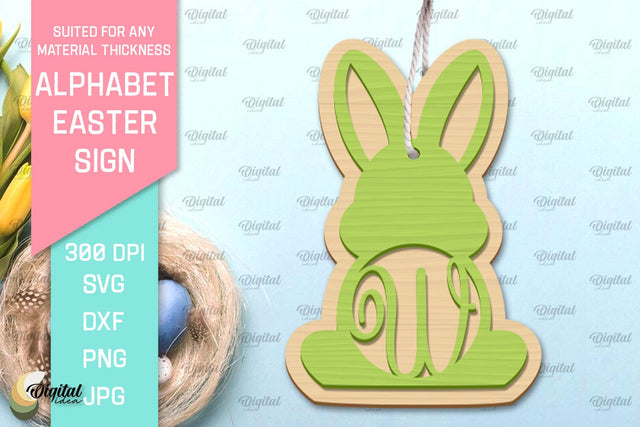 Alphabet Easter Sign Laser Cut. Easter Ornament. Letter W SVG Evgenyia Guschina 