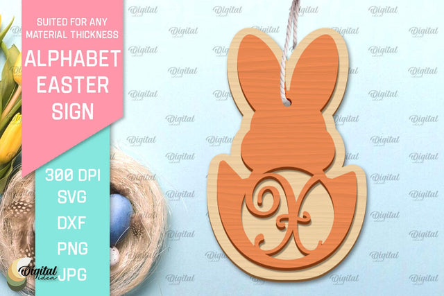 Alphabet Easter Sign Laser Cut. Easter Ornament. Letter X SVG Evgenyia Guschina 