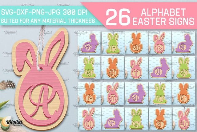 Alphabet Easter Signs Laser Cut Bundle. Easter Ornaments SVG Evgenyia Guschina 