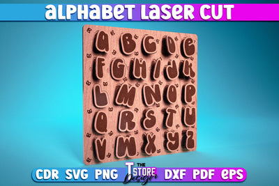 Alphabet Laser Cut | Kids Alphabet Laser Cut Design | CNC Files SVG The T Store Design 