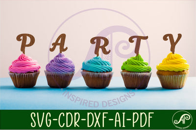 Alphabet letter cupcake toppers, 26 designs SVG laser SVG APInspireddesigns 