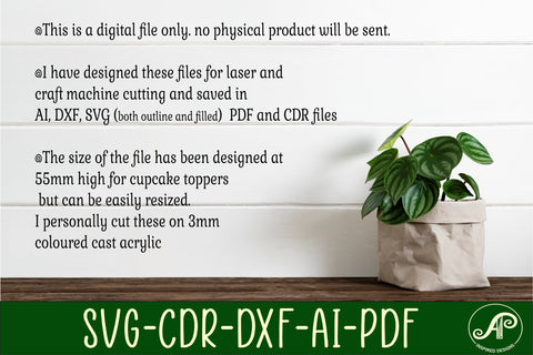 Alphabet letter cupcake toppers, 26 designs SVG laser SVG APInspireddesigns 
