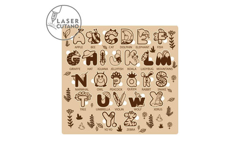 ALPHABET PUZZLE for Kids, Multilayer Template, Cut Files SVG LaserCutano 