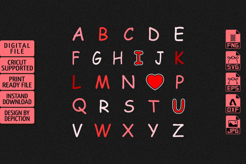 Alphabet Valentine T-Shirt, I Love You Shirt, ABCD Shirt, Happy Valentine ABCD Shirt Print Template Sketch DESIGN Depiction Studio 