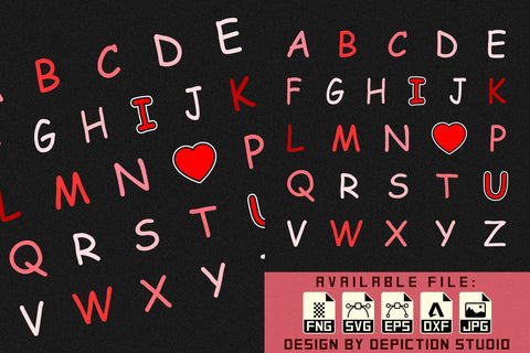 Alphabet Valentine T-Shirt, I Love You Shirt, ABCD Shirt, Happy Valentine ABCD Shirt Print Template Sketch DESIGN Depiction Studio 