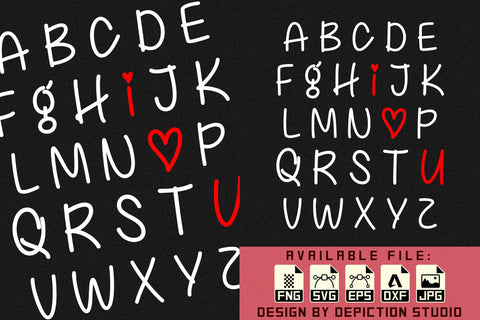 Alphabet Valentine T-Shirt, I Love You Shirt, ABCD Shirt, Valentine ABCD Shirt Print Template Sketch DESIGN Depiction Studio 