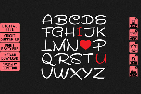 Alphabet Valentine T-Shirt, I Love You Shirt, ABCD Shirt, Valentine ABCD Shirt Print Template Sketch DESIGN Depiction Studio 