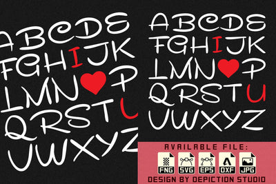 Alphabet Valentine T-Shirt, I Love You Shirt, ABCD Shirt, Valentine ABCD Shirt Print Template Sketch DESIGN Depiction Studio 