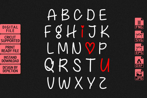 Alphabet Valentine T-Shirt, I Love You Shirt, ABCD Shirt, Valentine ABCD Shirt Print Template Sketch DESIGN Depiction Studio 