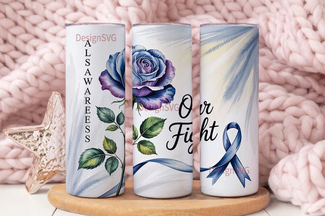 ALS Awareness Blue Rose 20oz Tumbler Sublimation DesignSVG 