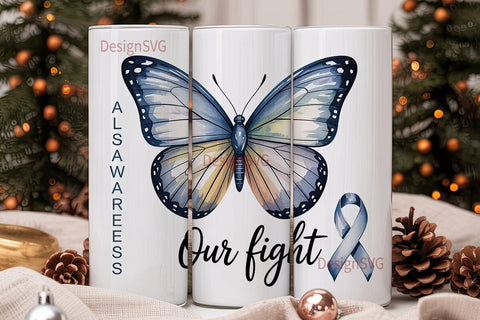 ALS Awareness Butterfly 20oz Tumbler Sublimation DesignSVG 