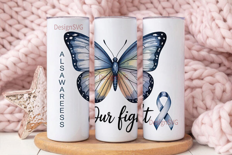 ALS Awareness Butterfly 20oz Tumbler Sublimation DesignSVG 